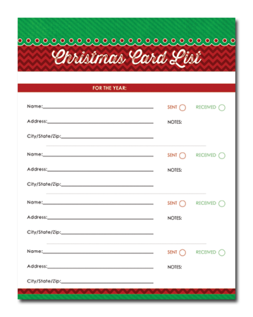 Christmas Card List